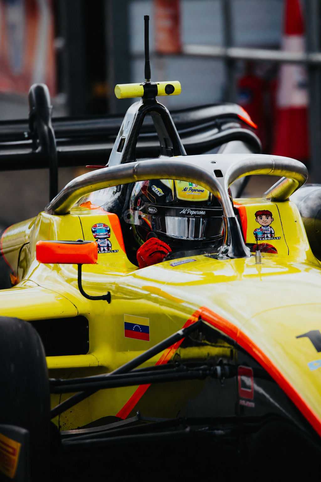 Emmilio in GB4 car cockpit overhead